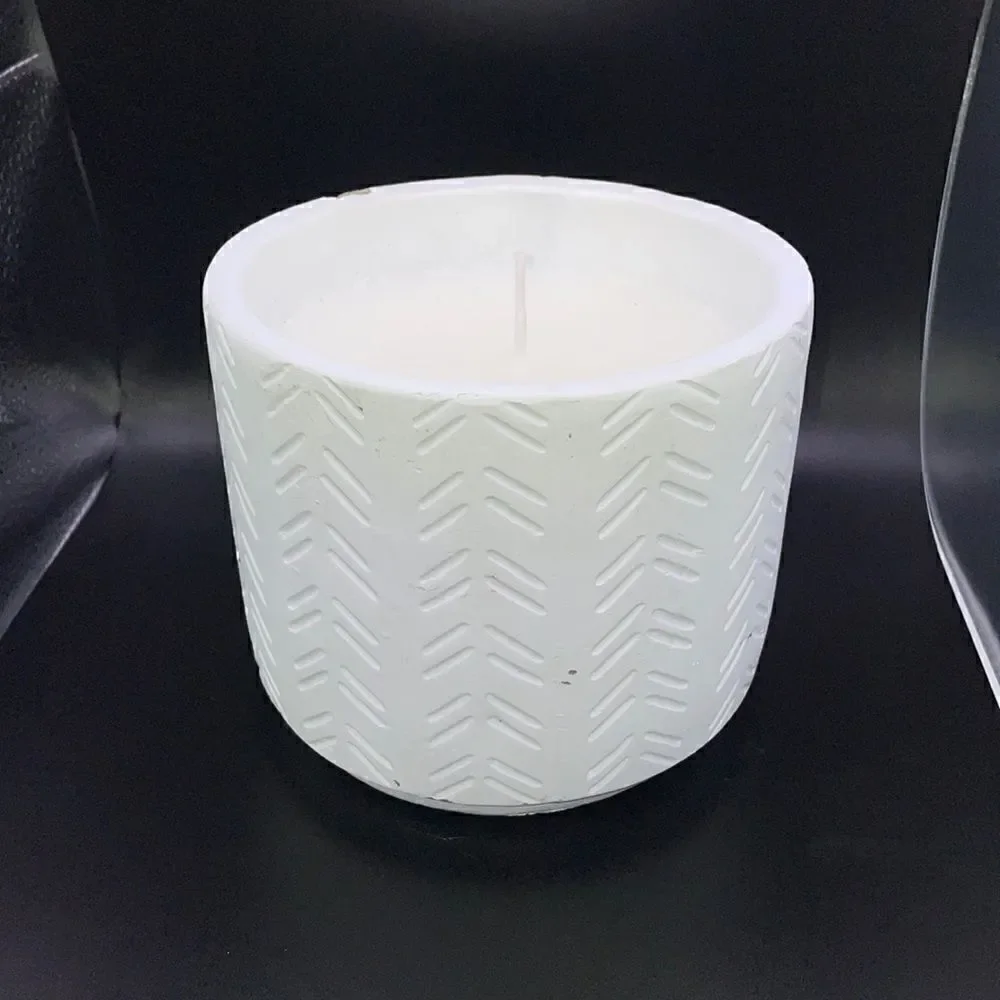 Ceramic Candle with Etched Angular Designs Throughout (Very Large Candle!)